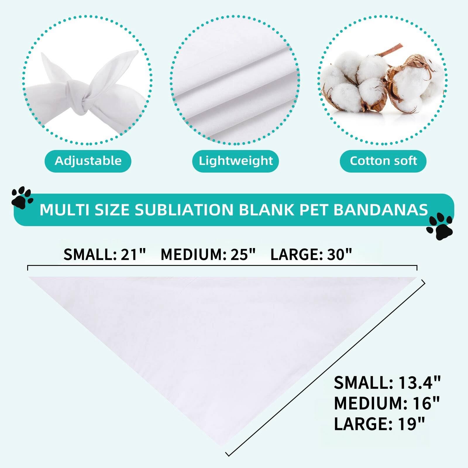 Gofshy Blank Dog Bandanas Small -3Pcs, Diy Solid White Triangle Scarf Premium Cotton Handkerchief Or Bib, Personalized Design Bi