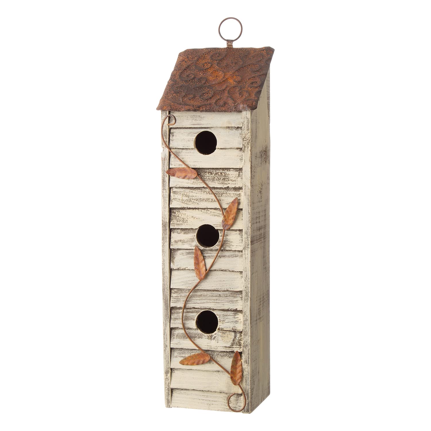Glitzhome Wooden Three-Tier Hanging Distressed Garden Bird Houses for Outside 18 H