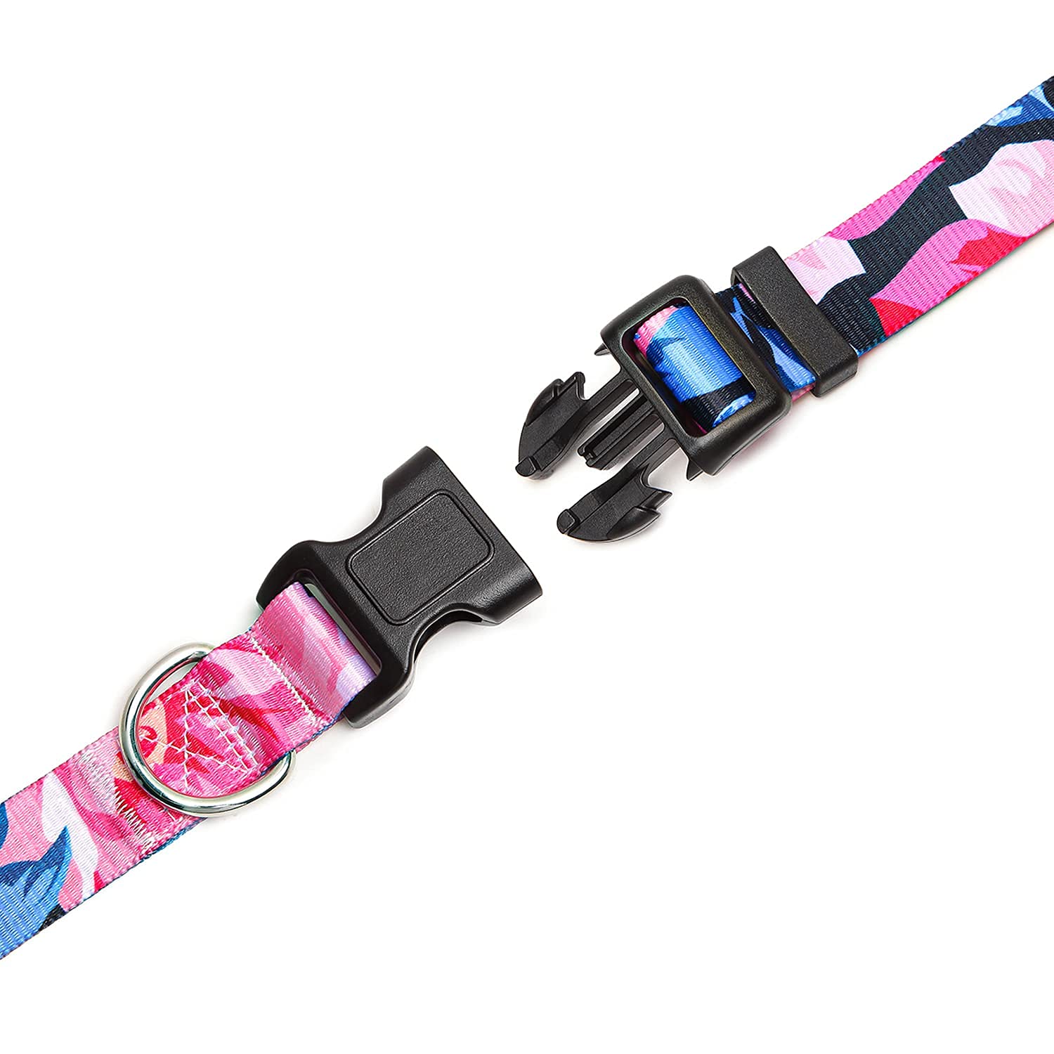 Suredoo Adjustable Dog Collar With Patterns, Ultra Comfy Soft Nylon Breathable Pet Collar For Small Medium Large Dogs (S, Pink Flower)