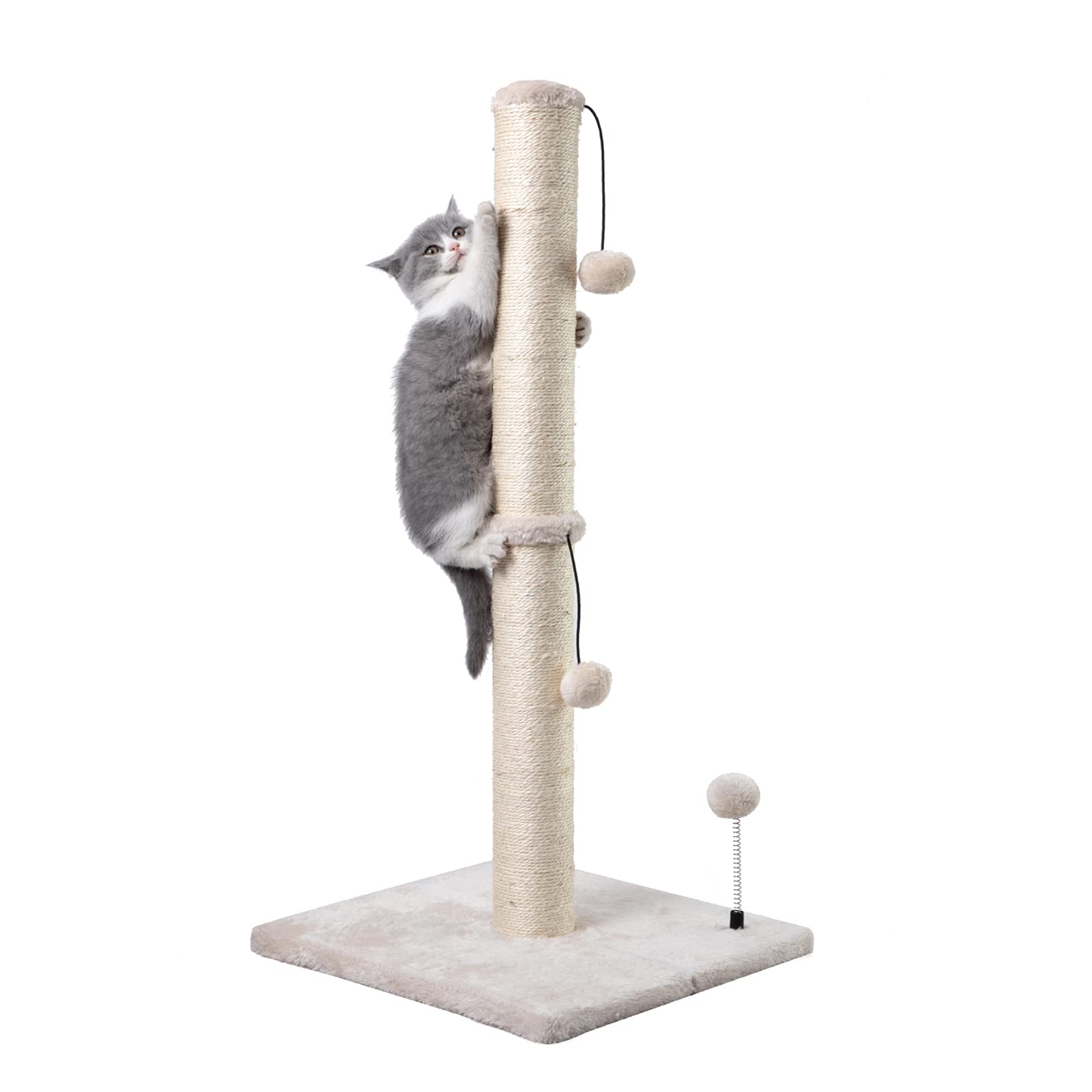 MECOOL 34    Tall Cat Scratching Post Premium Basics Kitten Scratcher Sisal Scratch Posts Trees with Hanging Ball for Indoor Cat