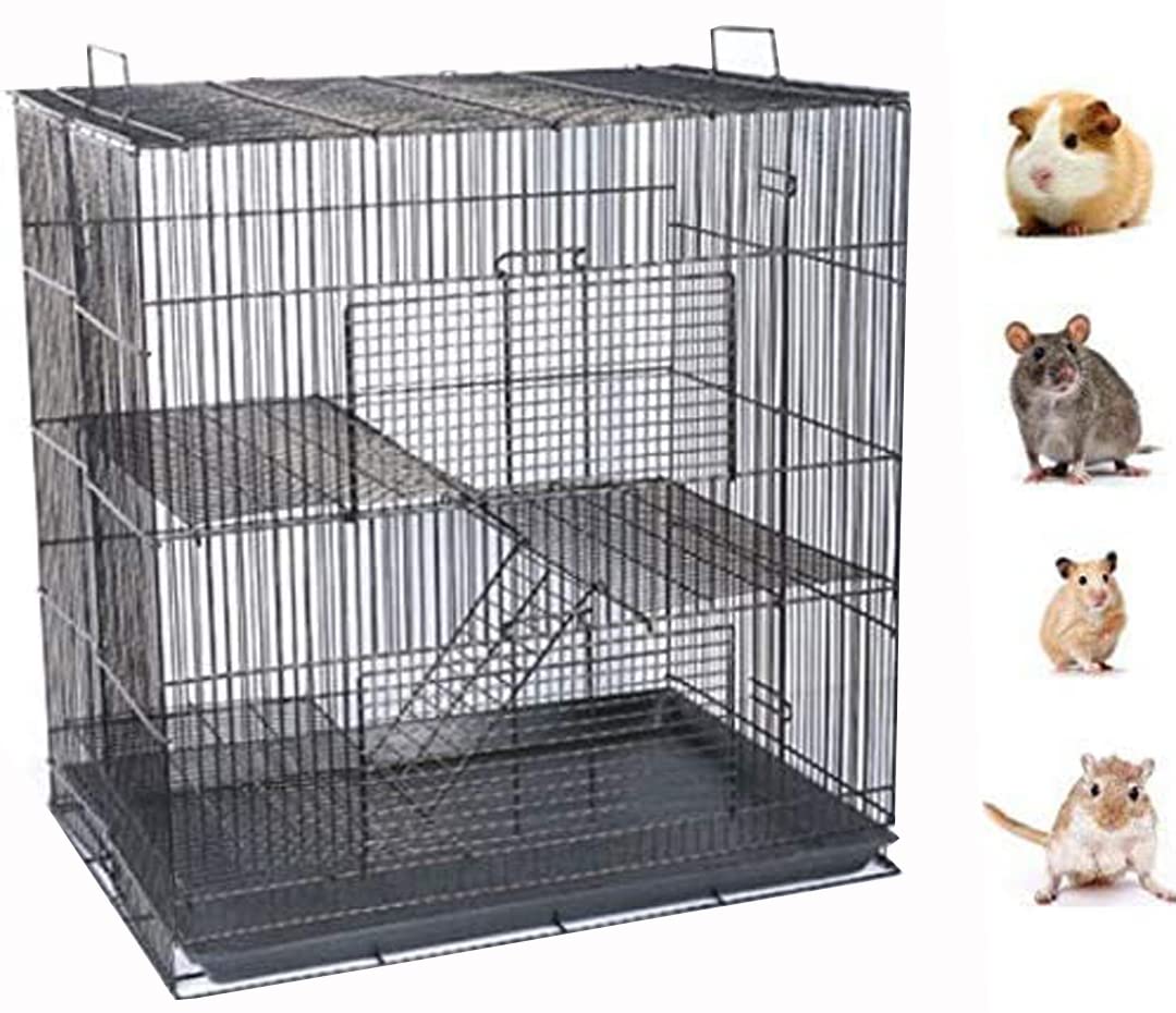 Small Animal Critters Collapsible Chewproof Metal Cage Tight 3/8-Inch Bar Spacing For Sugar Glider Chinchilla Ferret Rats Mouse Mice Metal Carrier Travel Carrier Metal Cage