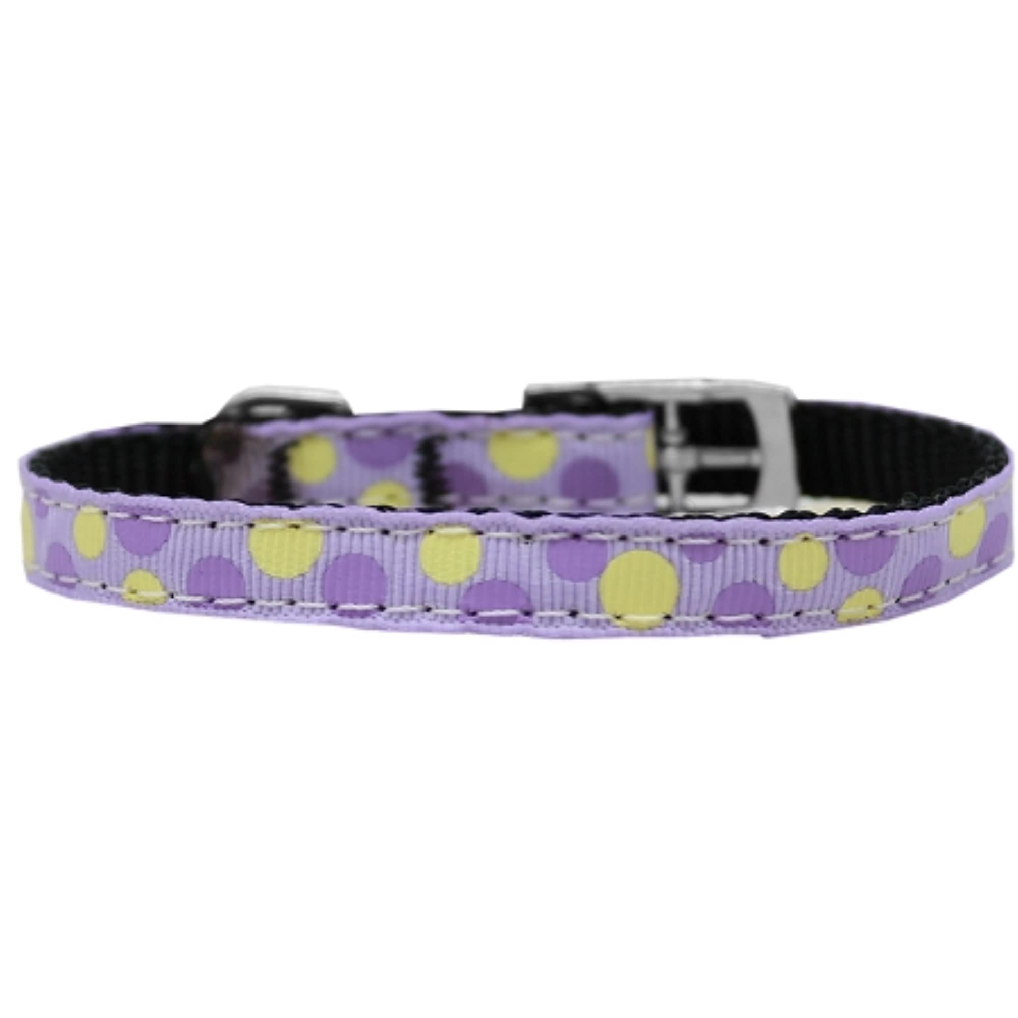 Mirage Pet Products Confetti Dots Nylon Dog Collar with Classic Buckle, Size 8, Lavender