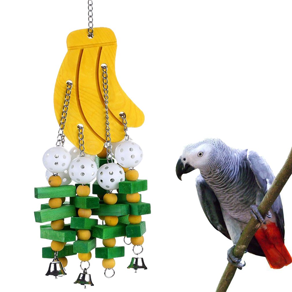 KINTOR Bird Chewing Toy Large Medium Parrot Cage Bite Toys African Grey Macaws Cockatoos Eclectus Amazon (Banana-22inch)