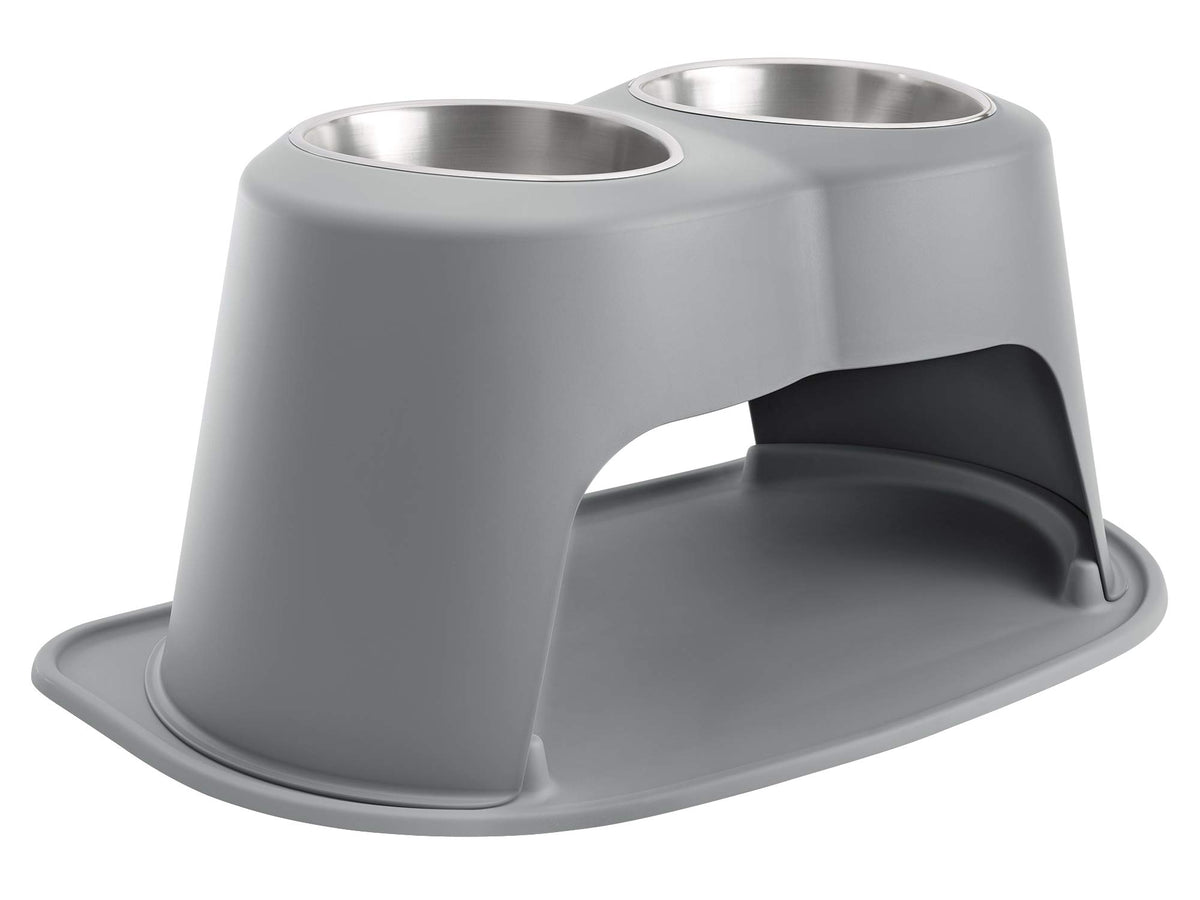 Weathertech Double High Pet Feeding System - Elevated Dog/Cat Bowls - 14 Inch High Dark Grey (Dhc9614Dgdg)
