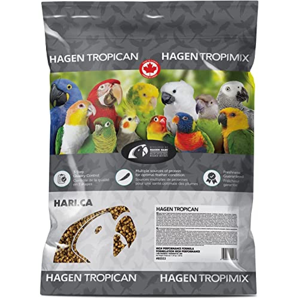 Hari Tropican Bird Food, Hagen Parrot Food with Peanuts & Sunflower Seeds, Parrot Granules, High Performance 4 mm, 25 lb Bag