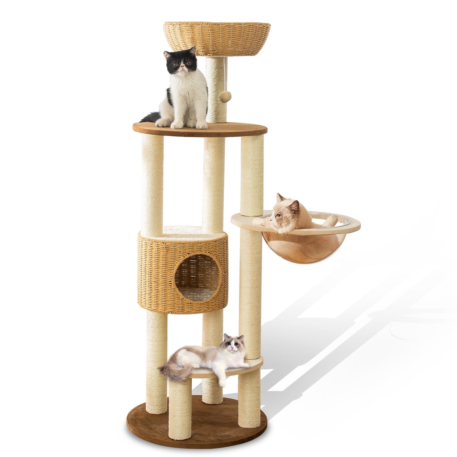 2025 Modern Cat Tree Tower For Large Cats, Advanced Space Module Cat'S Nest, Hand Woven Multilevel Huge Paws Pals Tree, 7Cm Natu