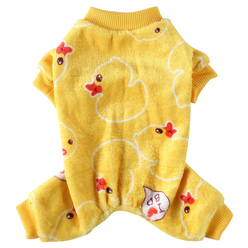 XIAOYU Cute Duck Coral Fleece Pet Clothes Dog Hoodie Coat Sweatshirts Soft Pajamas Winter Clothes(L)