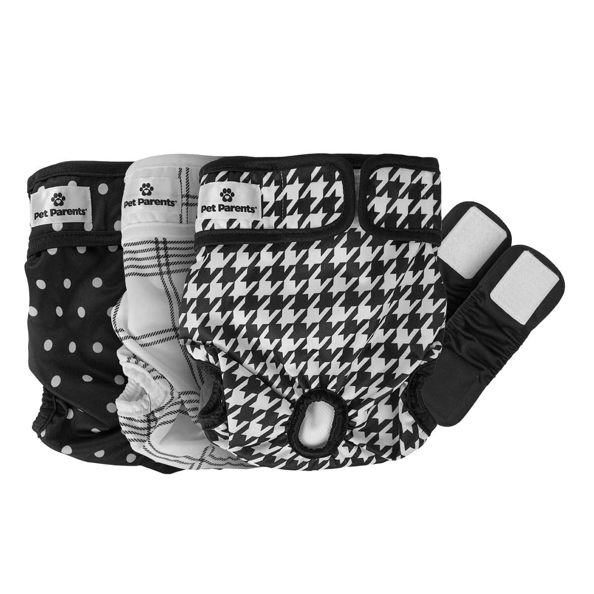 Pet Parents Washable Dog Diapers (3Pack) + Extendrs Of Durable Doggie Diapers, Premium Dog Diapers Female (X-Large, Luxe)