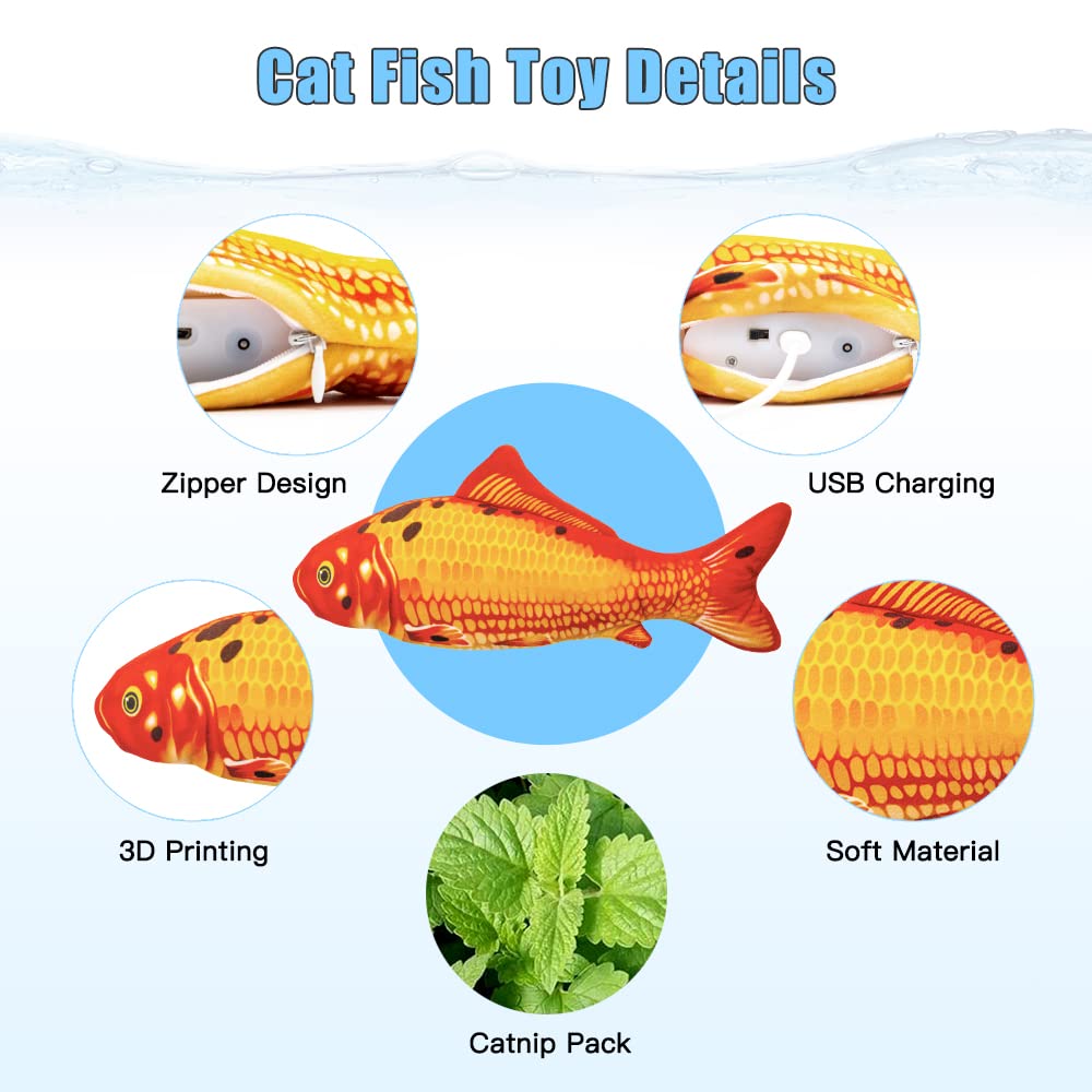 Tooge 2 Pack 11' Floppy Fish Cat Toys With Silvervine And Catnip For Indoor Cats Interactive Flopping Fish Cat Kicker Catnip To