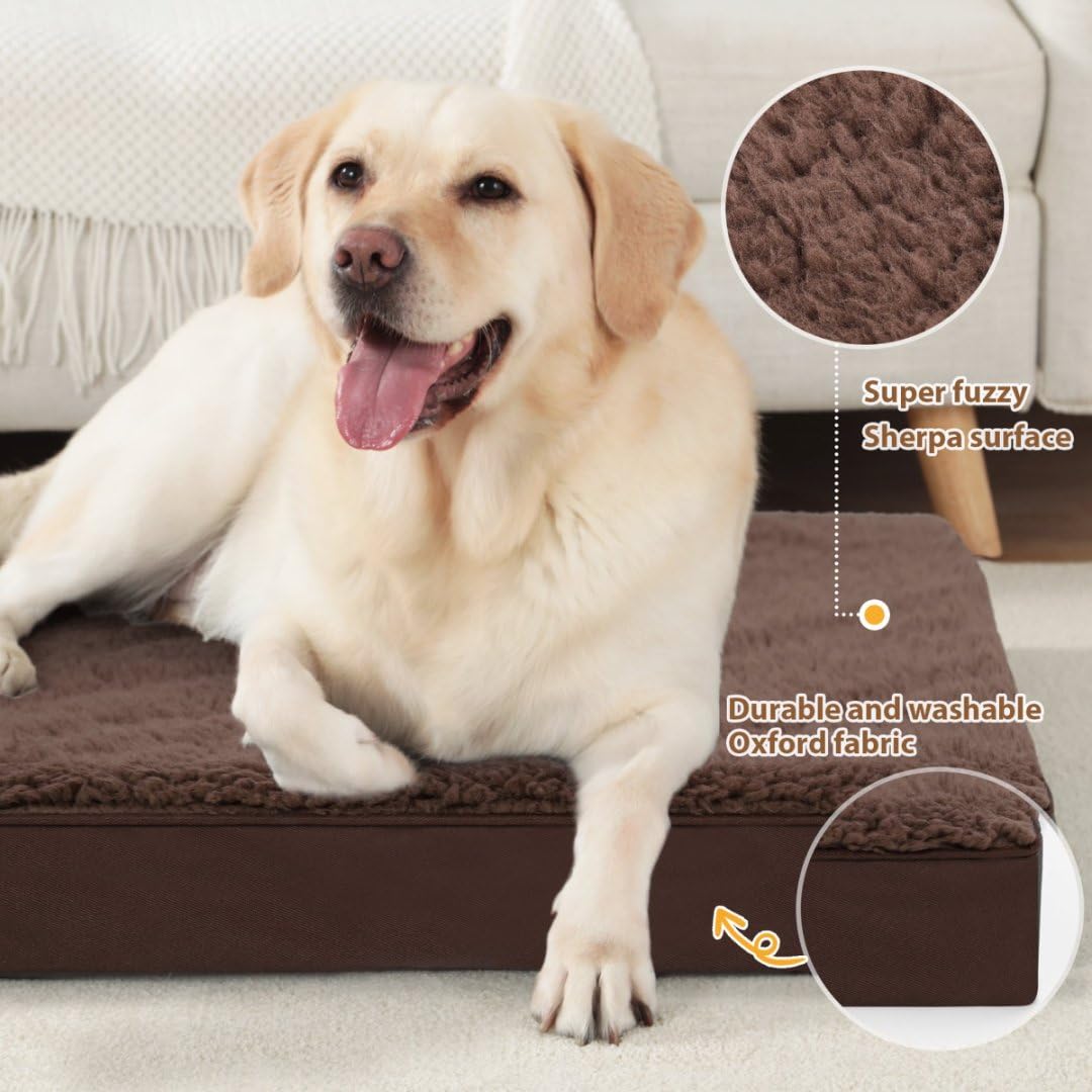 Mihikk Xl Dog Bed Waterproof Dog Beds Large Sized Dog Orthopedic Crate Bed With Removable Washable Cover Egg-Crate Foam Pet Pad