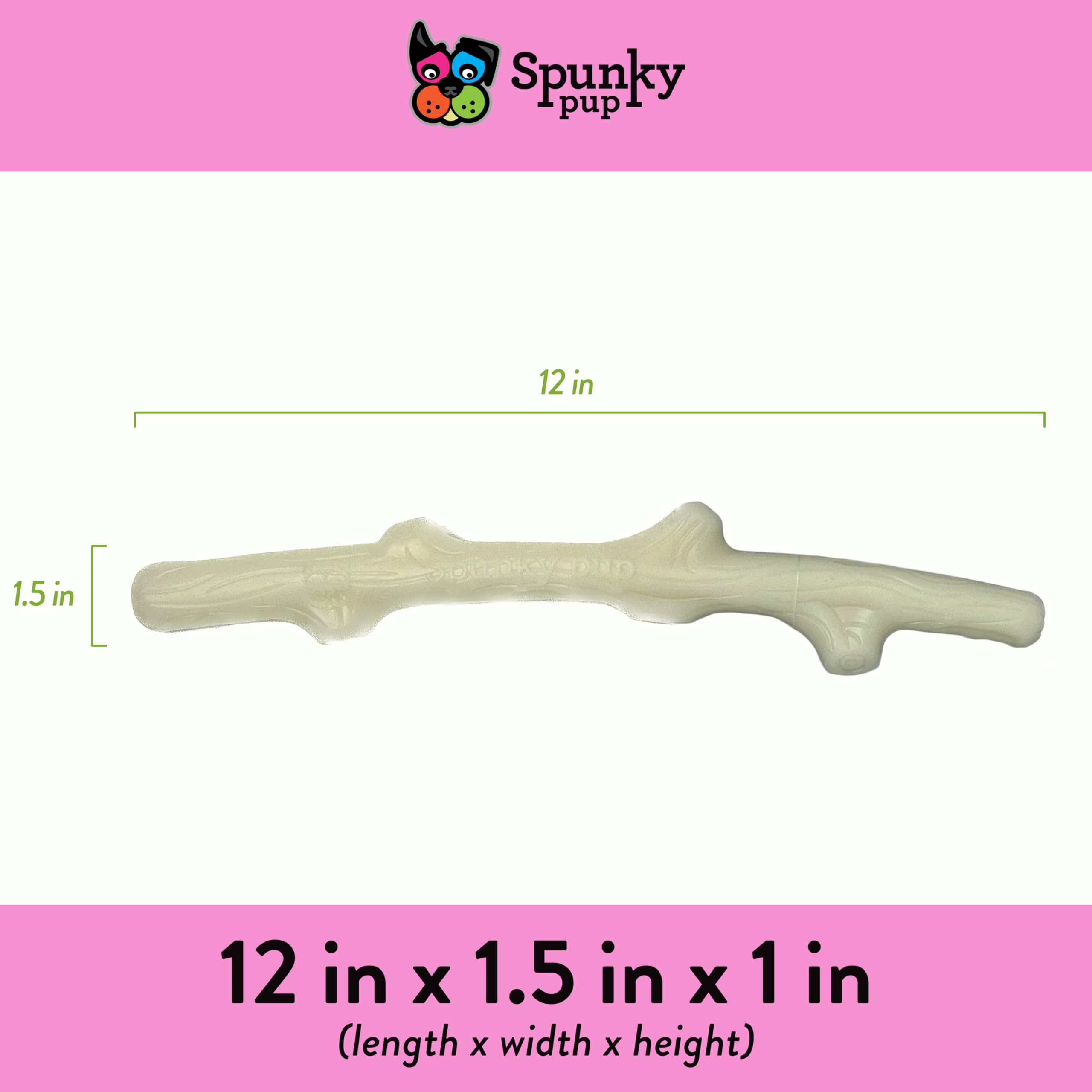Spunky Pup Glow In The Dark Stick Dog Toy Non-Toxic Waterproof Dental Texture For Teeth And Gums