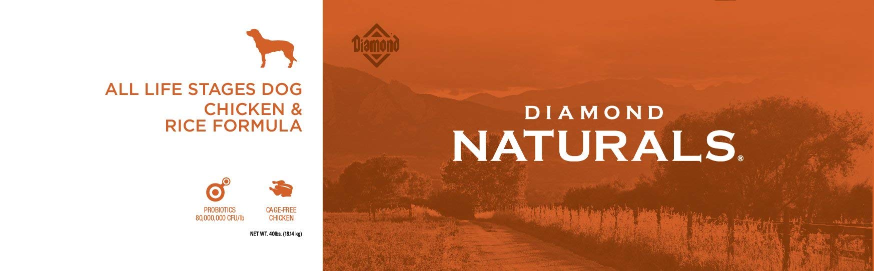 Diamond Naturals All Life Stages Chicken and Rice Formula Dry Dog Food Protein from Real Chicken, and Probiotics 40 Pound (Pack
