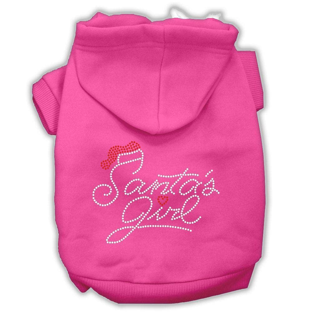 Christmas Pet, Dog & Cat Hoodie Rhinestone, 'Santa'S Girl' Bright Pink Md (6-10 Lbs.)