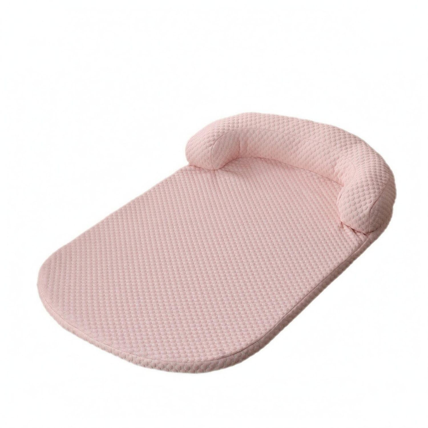 STYLEHEAVEN Raised Headrest Headrest Cushion Pet Mat Rounded Corners Quilted Dog Cushion Textured Pet Cushion Bed Padded, Pink, 