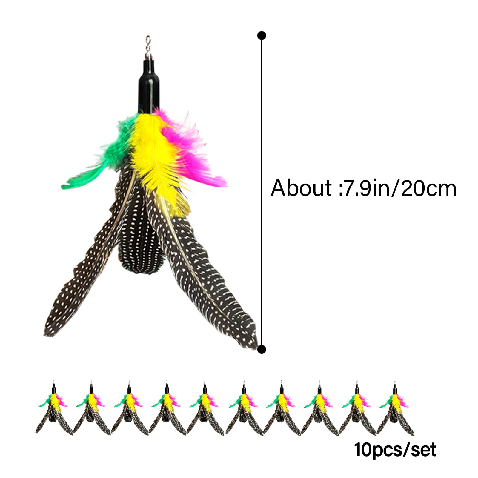 AcceLeah Cat Toy Replacement Feathers Cat Toy Wand Refills, Natural Bird Feathers Refill, Cat Feather Toy Replacement for Cat Wa