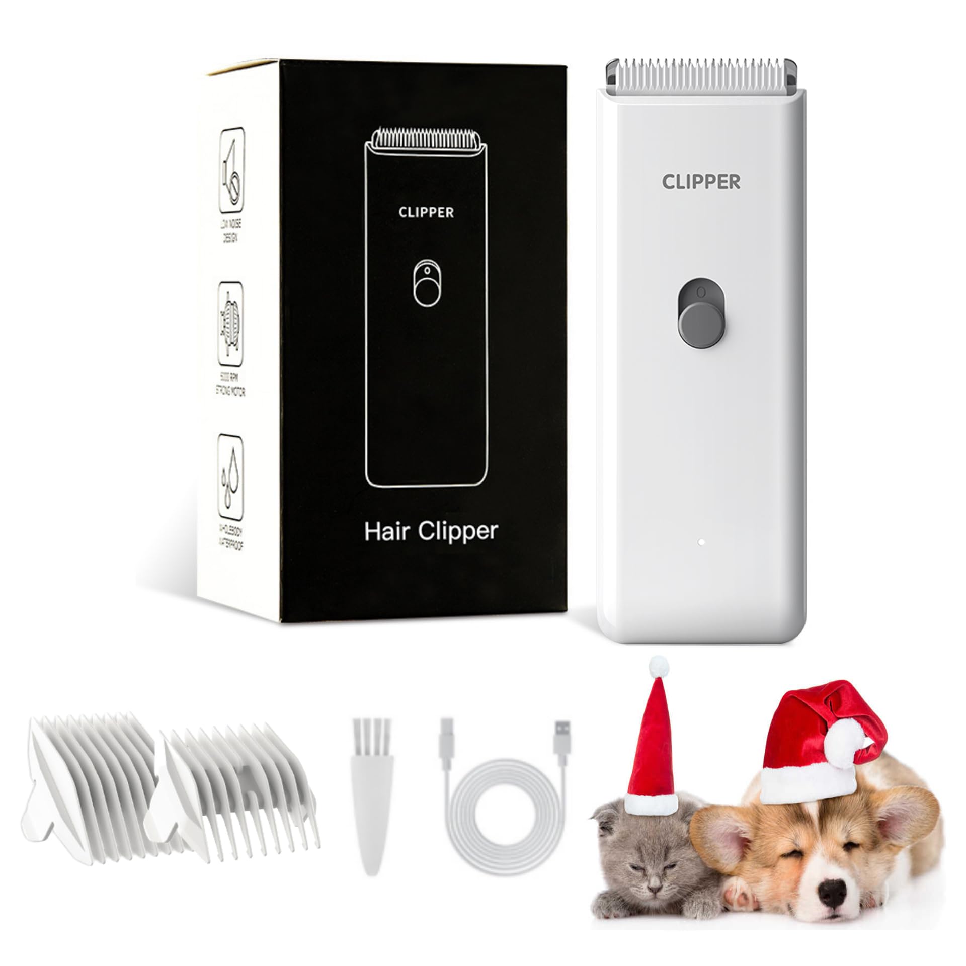 Founouly Home Professional Dog Grooming Kit  Low Noise, Waterproof, and Rechargeable Clipper for Dogs and Cats