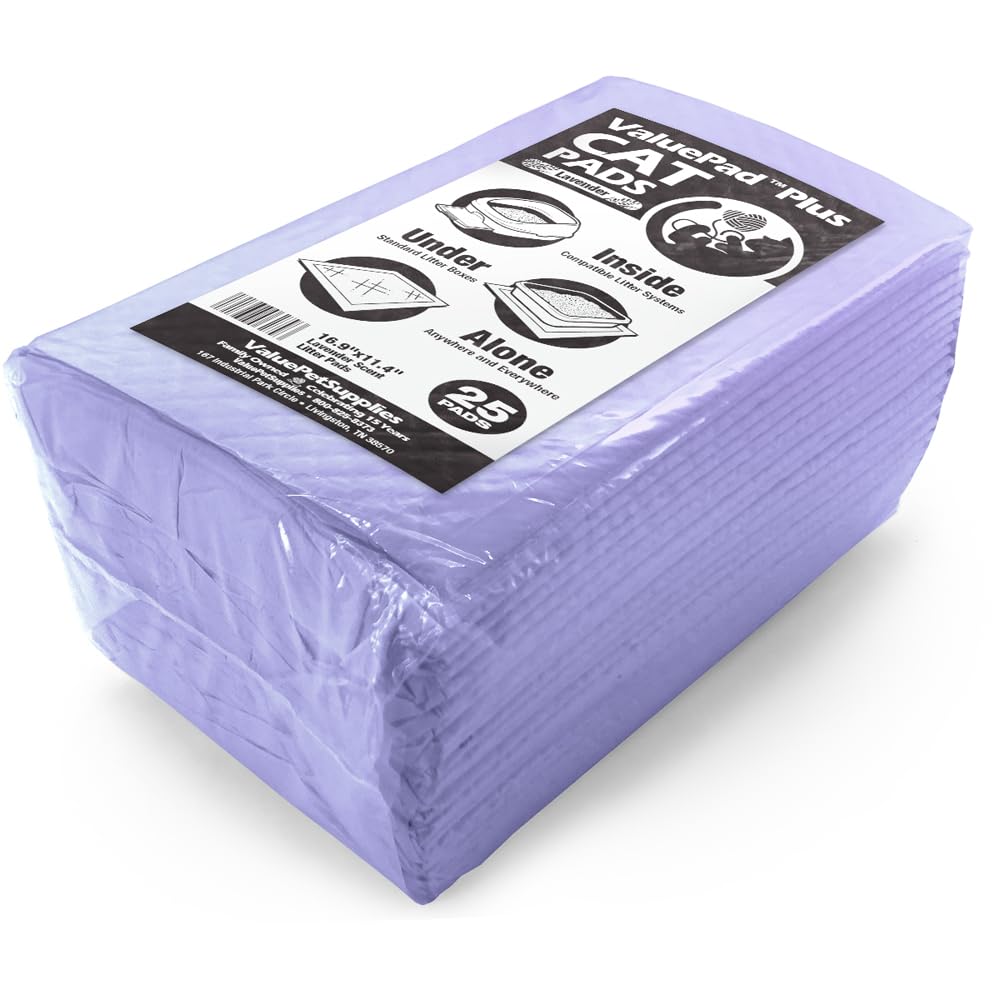 ValuePad Plus Cat Litter Pads, 16.9x11.4 Inch, Lavender Scent, 50 Count - Breeze Compatible Refills - Quick-Dry, Super Absorbent