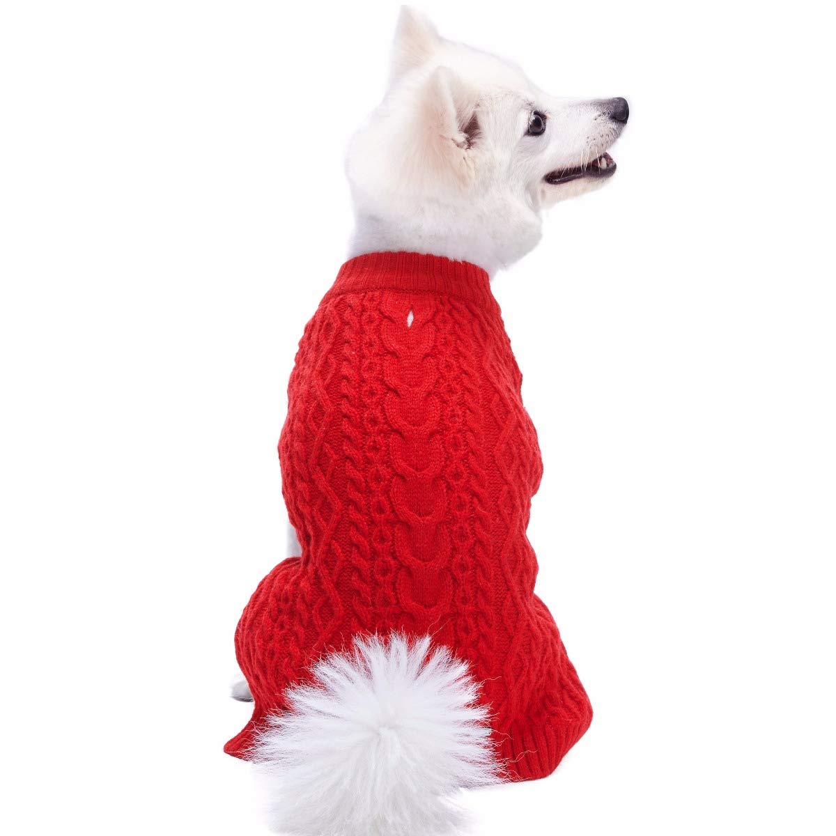 Blueberry Pet Classic Dog Sweater Wool Blend Cable Knit Pullover Crewneck Winter Clothes In Red Danger, Back Length 22'', Large 