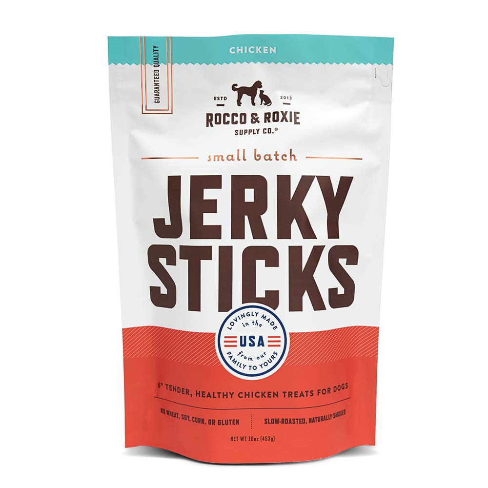 Rocco & Roxie Jerky Dog Treats - Slow Roasted Chicken Flavored Soft Chews - Made In Usa - 16 Oz Bag