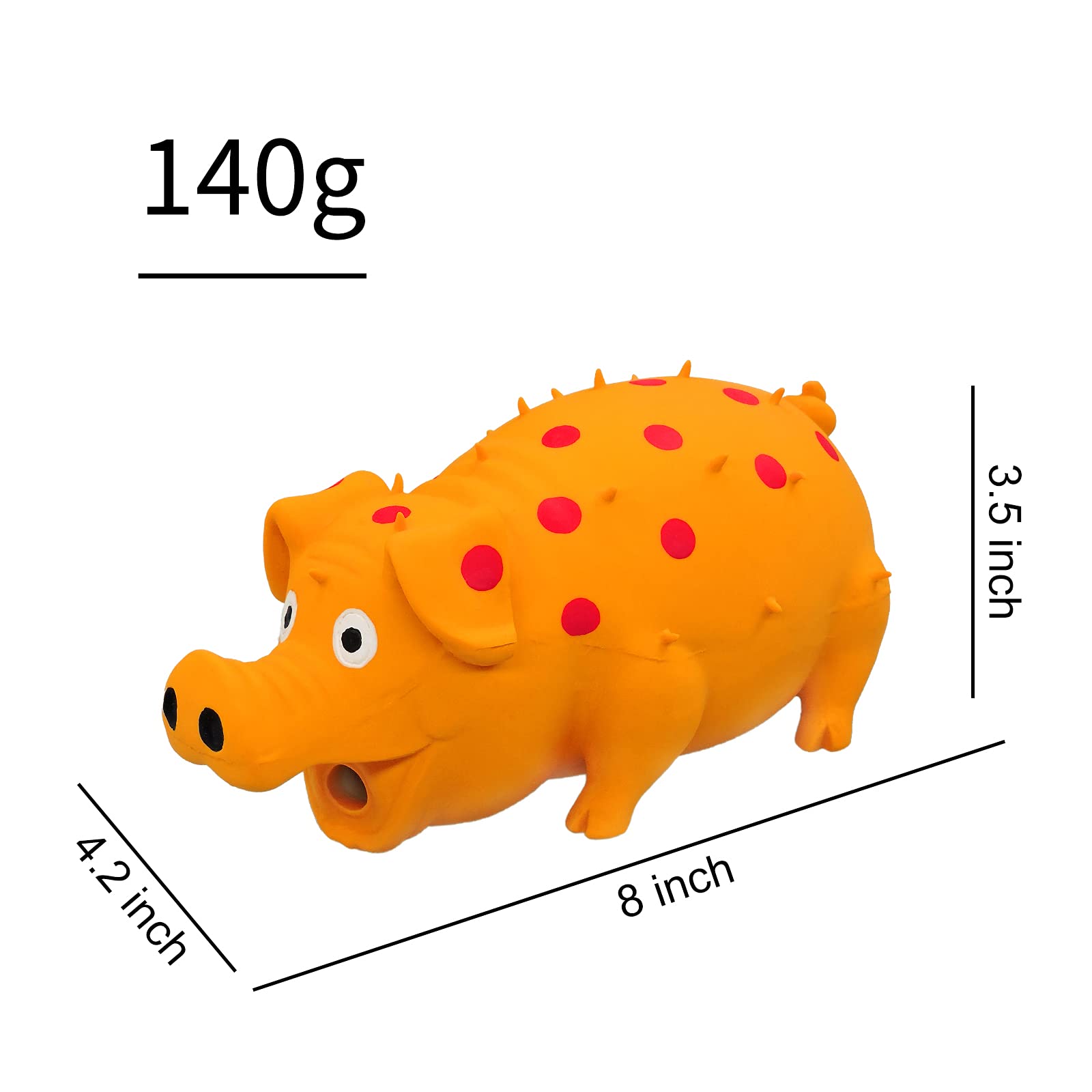 Andiker Dog Squeaky Toy, Dots Latex Dog Chew Toys With A Oinks Sound Squeaker Grunting Pig Dog Toy Sturdy Self Play 8' Dog Squeeze Toy For Dental Biting Chasing To Kill Boring Time (Orange)