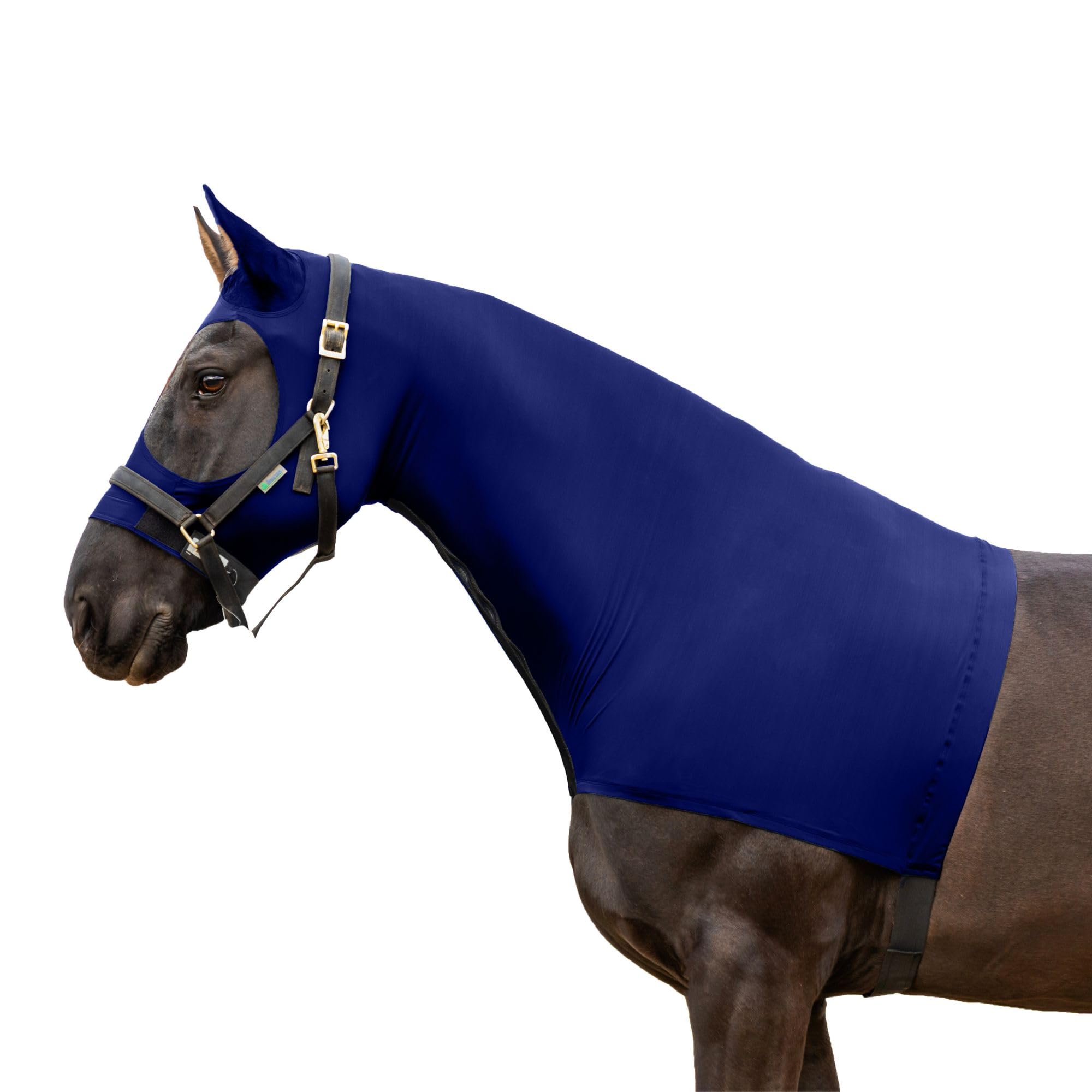 Resistance Horse Hood Slinky Zippered Mane Braid Shoulder Guard (Xx-Small, Ink Blue)