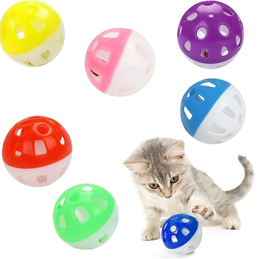 Pawchie Cat Toy Ball With Bell, Pet Toy Bell Ball, Cat Jingle Balls For Cats Kitten, Plastic Cats Toys Jingle Bells Pounce Chase