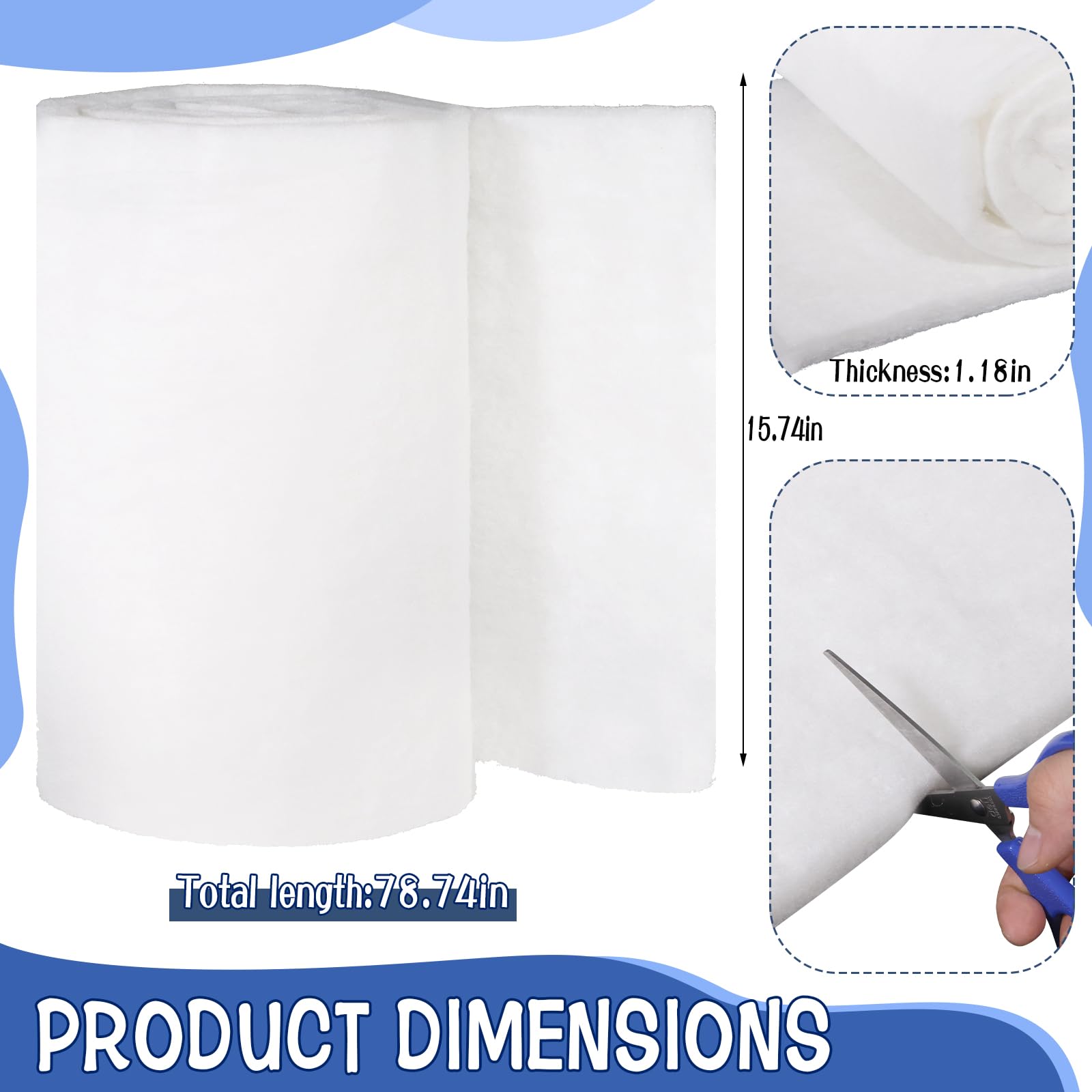 Eyunstar Aquarium Filter Media Floss, 6.6 Ft Fish Tank Filters Pad Aquarium Filter Cotton Reusable Filtration Accessories Cuttab