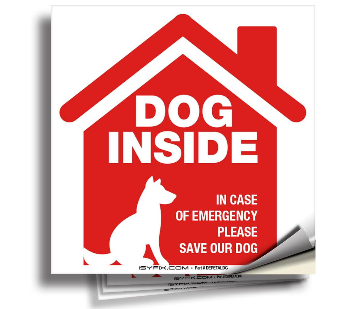 Isyfix Dog Inside Alert Signs Stickers - 4 Pack 5X5 Inch - Premium Self-Adhesive Vinyl, Laminated For Ultimate Uv, Weather, Scratch, Water And Fade Resistance, Indoor And Outdoor Red