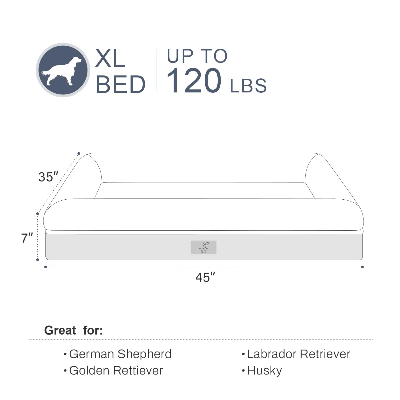 Yiruka Extra Large Dog Bed, Dark Grey Orthopedic Dog Bed, Washable Dog Bed With [Removable Bolster], Waterproof Dog Bed With Nonskid Bottom, Pet Bed, Xl Dog Bed
