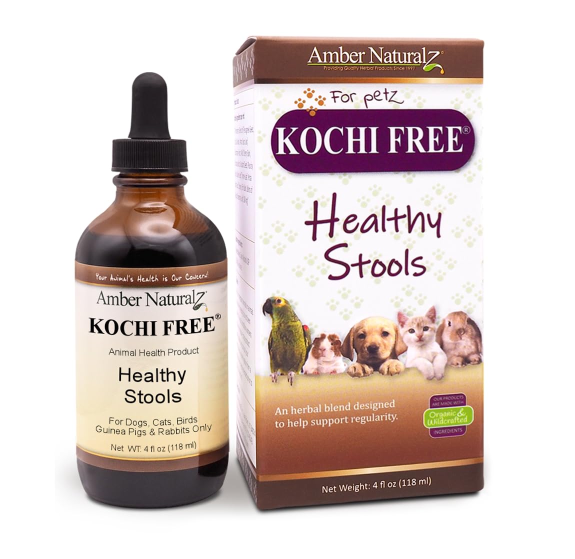 Amber NaturalZ Kochi Free Herbal Supplement for Dogs, Cats, Birds, Rabbits, and Guinea Pigs | Supports Healthy Bowel Function | 