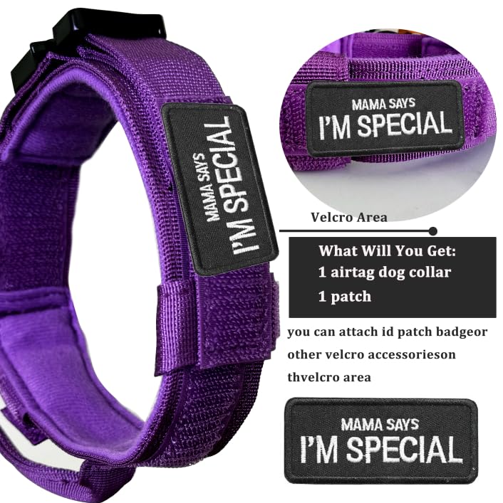 Tactical Dog Collar And Leash Set With Airtag Holder Waterproof Dog Airtag Collar With Handle Adjustable Heavy Duty Dog Collar L