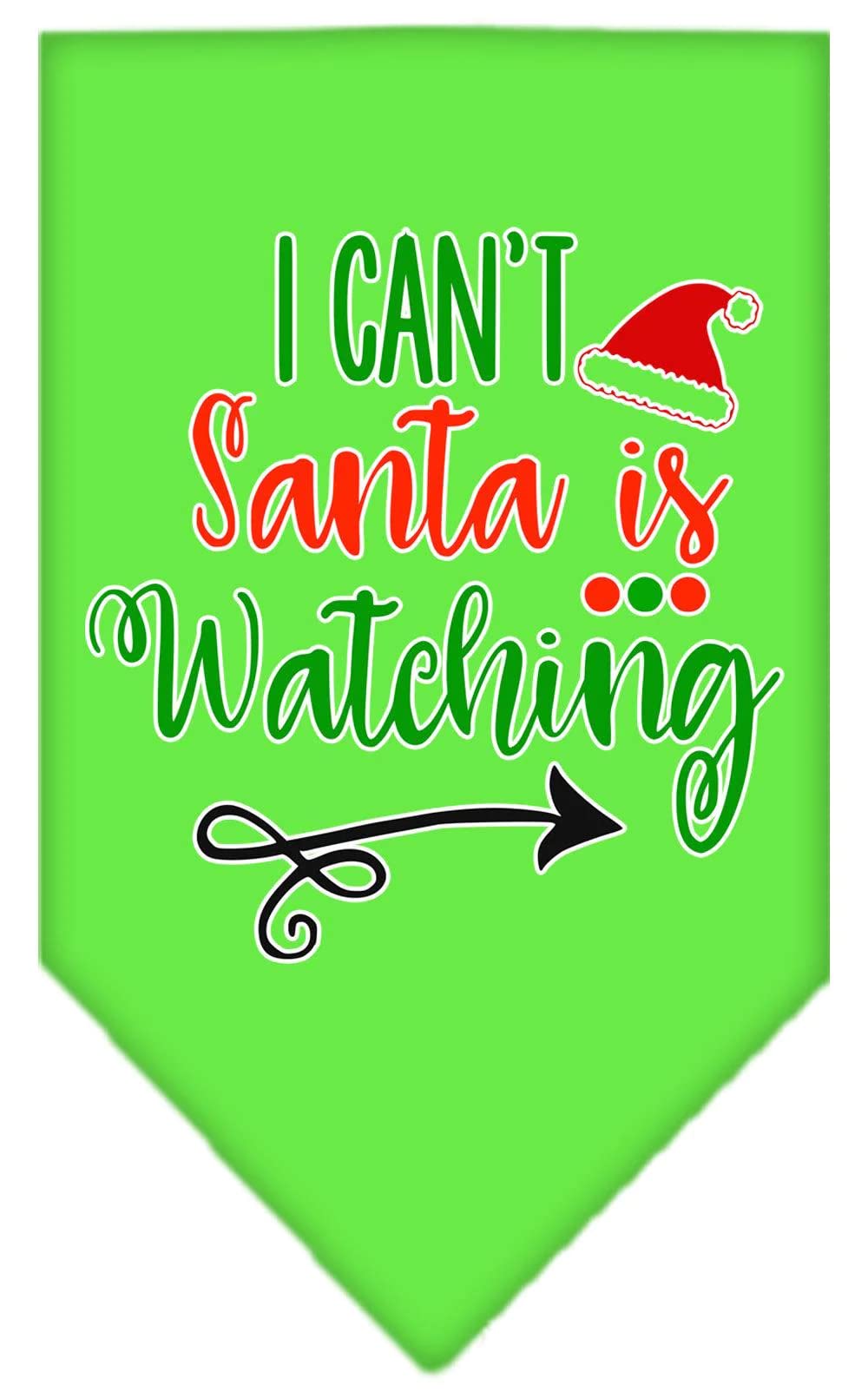Christmas Pet and Dog Bandana Screen Printed, "I Can't, Santa Is Watching" Turquoise Small