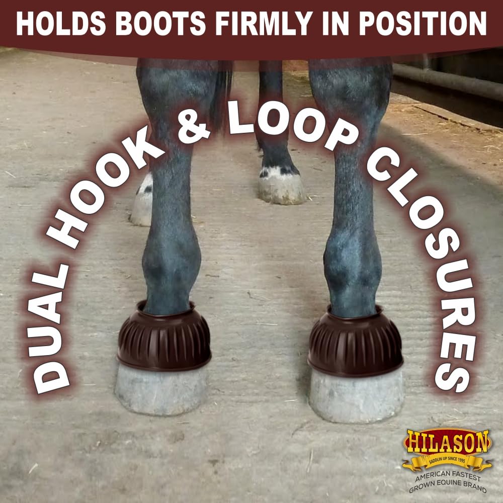 HILASON Western Horse Rubber PVC Ribbed Double Hook and Loop Bell Boots Training Protective Shock Absorbing Leg
