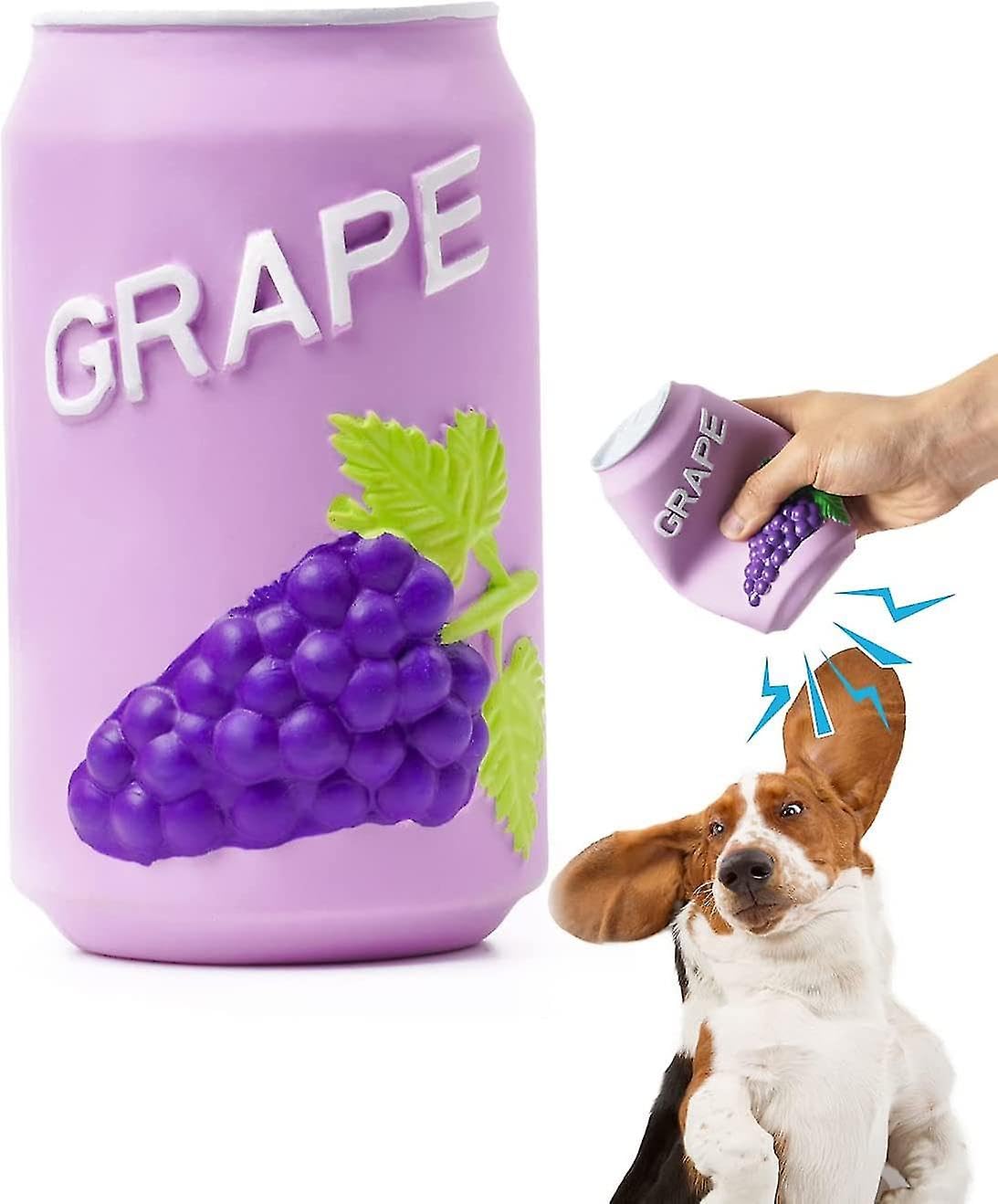 KsPups Cute Floating Emulsion Fruit Bottle Dog AntiBite Chew Toys Latex Pet Squeaky Sounding Toys Squeak Letex Dog Toy (Grape)