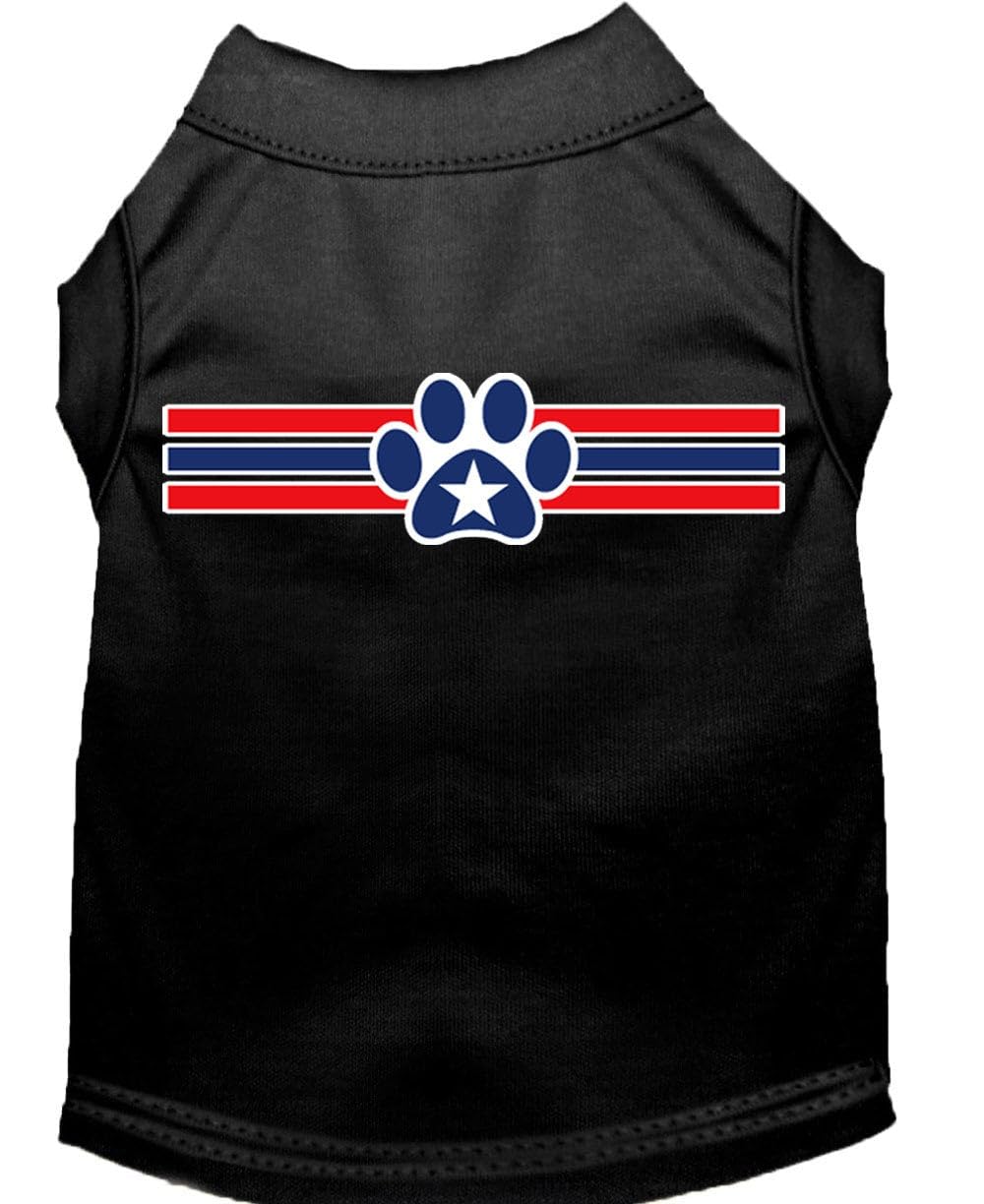 Mirage Pet Products 8-Inch Patriotic Star Paw Screen Print Shirts for Pets, X-Small, Black