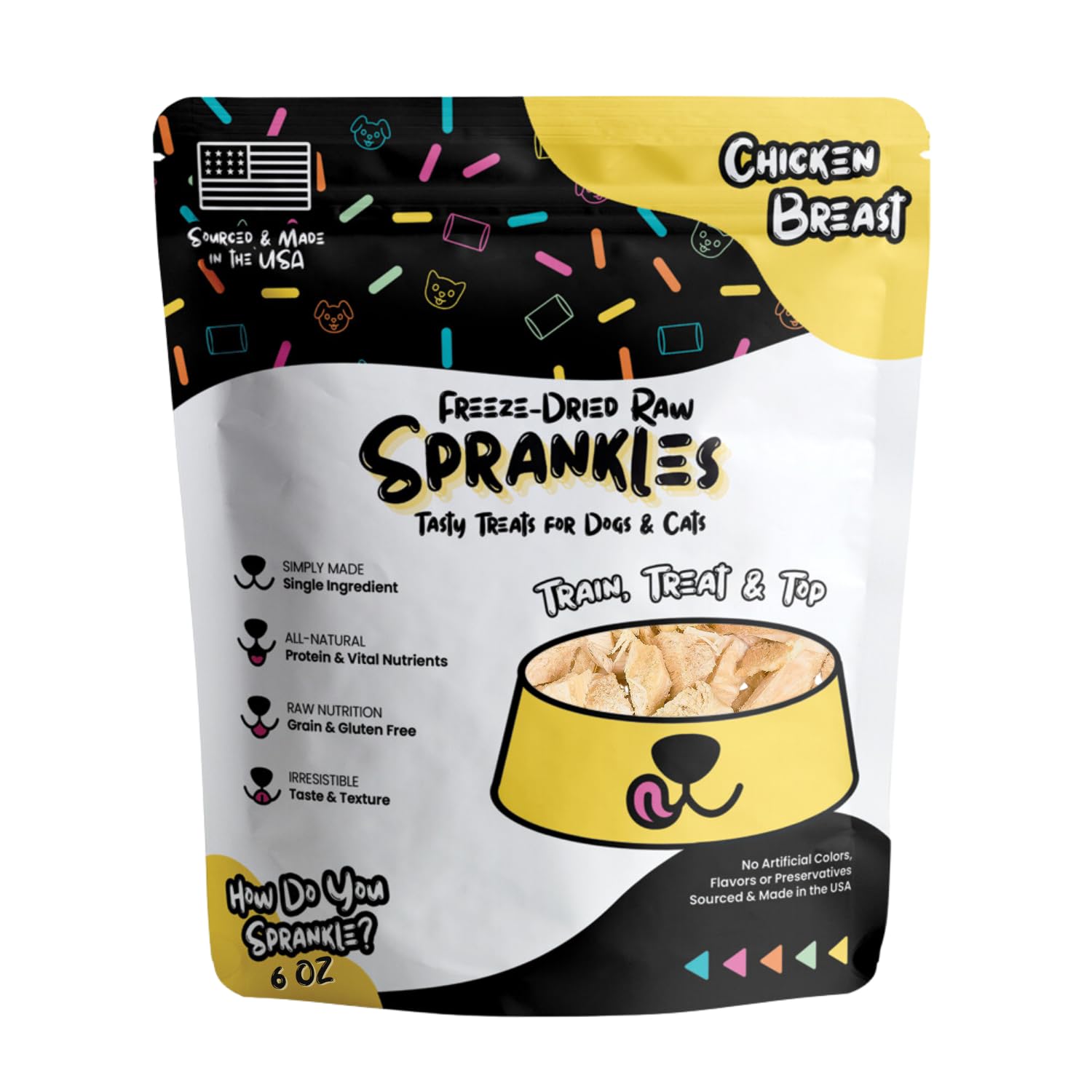 SPRANKLES Freeze Dried Chicken Treats for Cats & Dogs - Single Ingredient Chicken Breast All Natural Grain-Free, High Protein, M