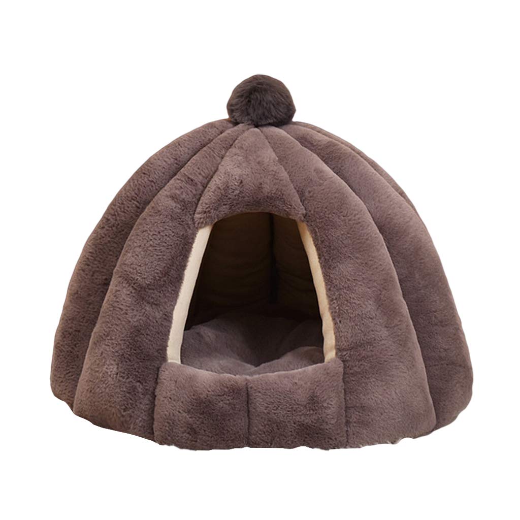 Pet Dog Cat Bed Soft Warm Kennel Mat Pad Blanket Tent Gray 48x40cm