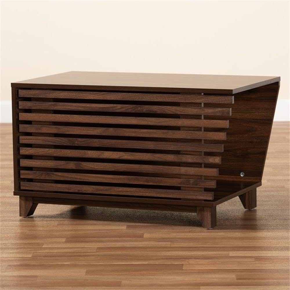 Baxton Studio Eckhart Modern And Contemporary Walnut Brown Finished Wood Cat Litter Box Cover House