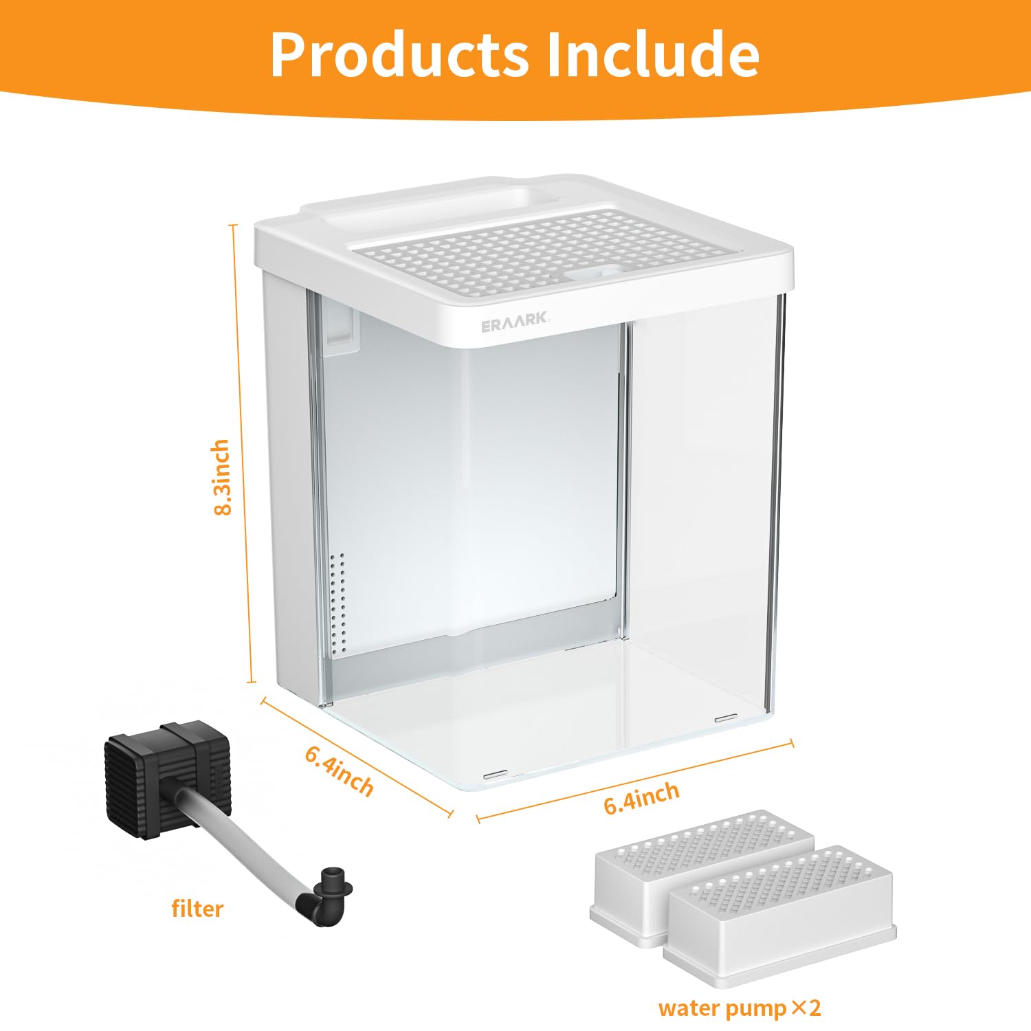 Eraark Smart Betta Fish Tank 1.5 Gallon Aquarium Kit Self Cleaning, Filter Led Light, Water Pump