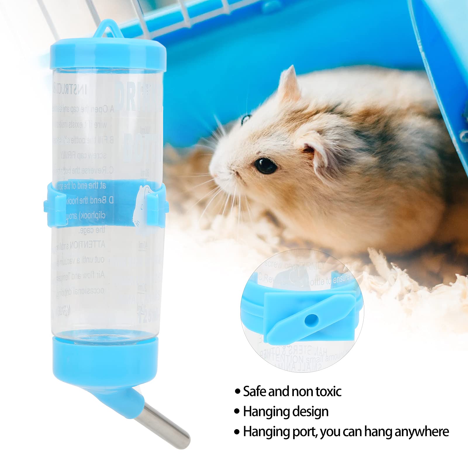 Heepdd Small Animal Water Bottle, Automatic No Drip Hamster Water Dispenser For Pet Dwarf Hamster Gerbil Rat Chinchillas Guinea