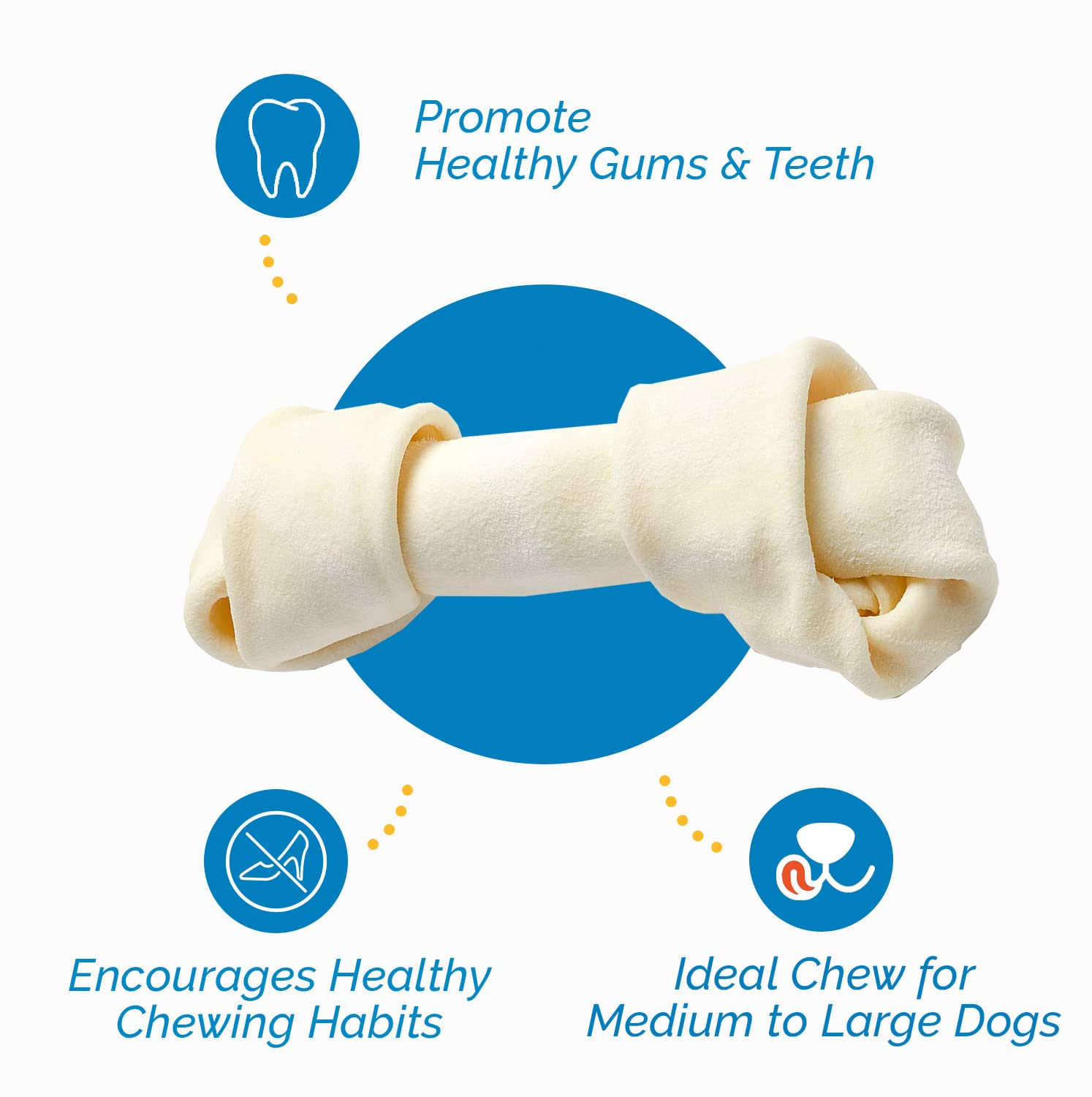 123 Treats Rawhide Bones for Dogs - 5-6 Inches (10 Count) Natural Raw Hide Bones, Long Lasting Medium & Large Dog Chews, Free Ra