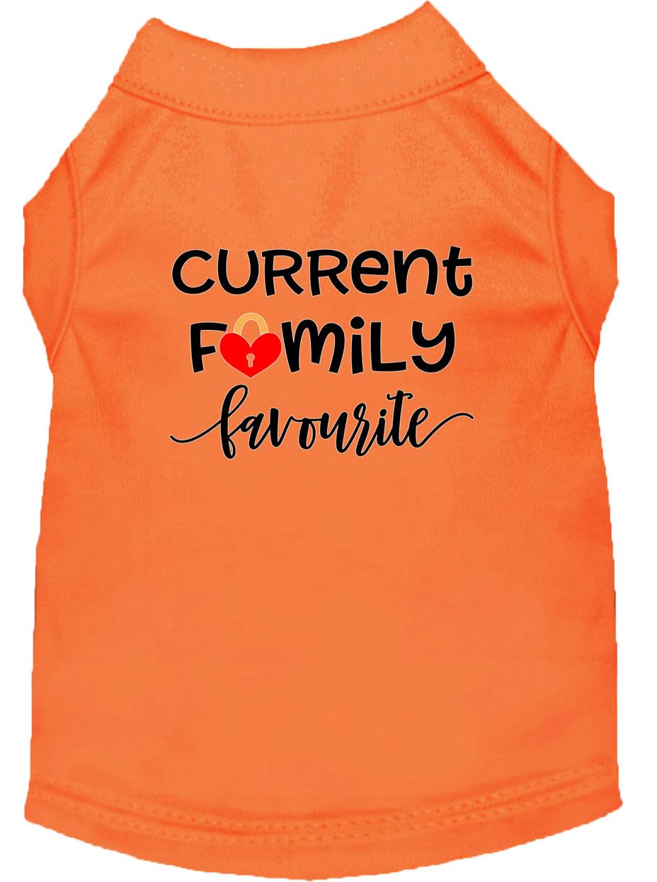 Pet Dog & Cat Shirt Screen Printed, &quot;Current Family Favorite&quot; Orange XS (0-3 lbs.)
