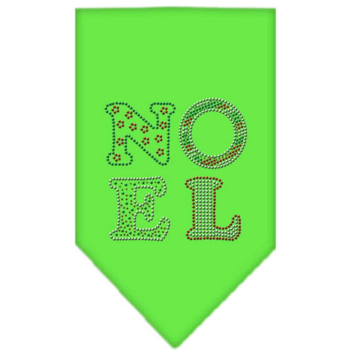 Christmas Pet And Dog Bandana Rhinestone, 'Noel' Lime Green Small