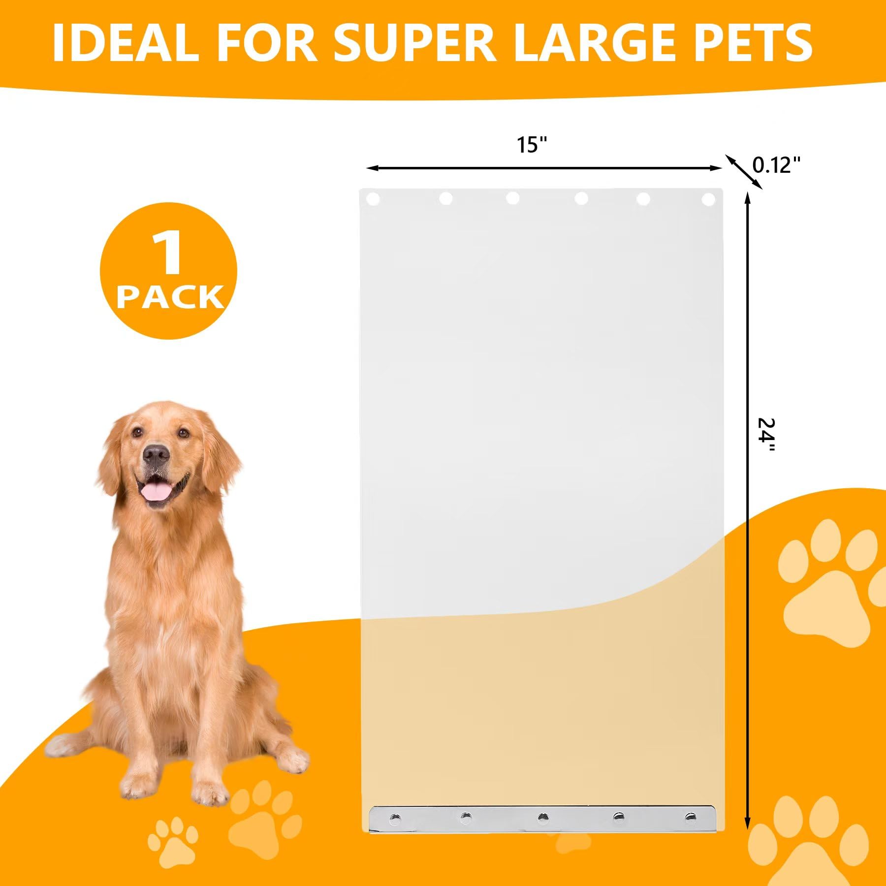Replacement Doggy Door Flap Compatible With Xxl Large Dog Door, 24'' X 15'' Clear Dog Door Replacement Flap Pet Door Replacement