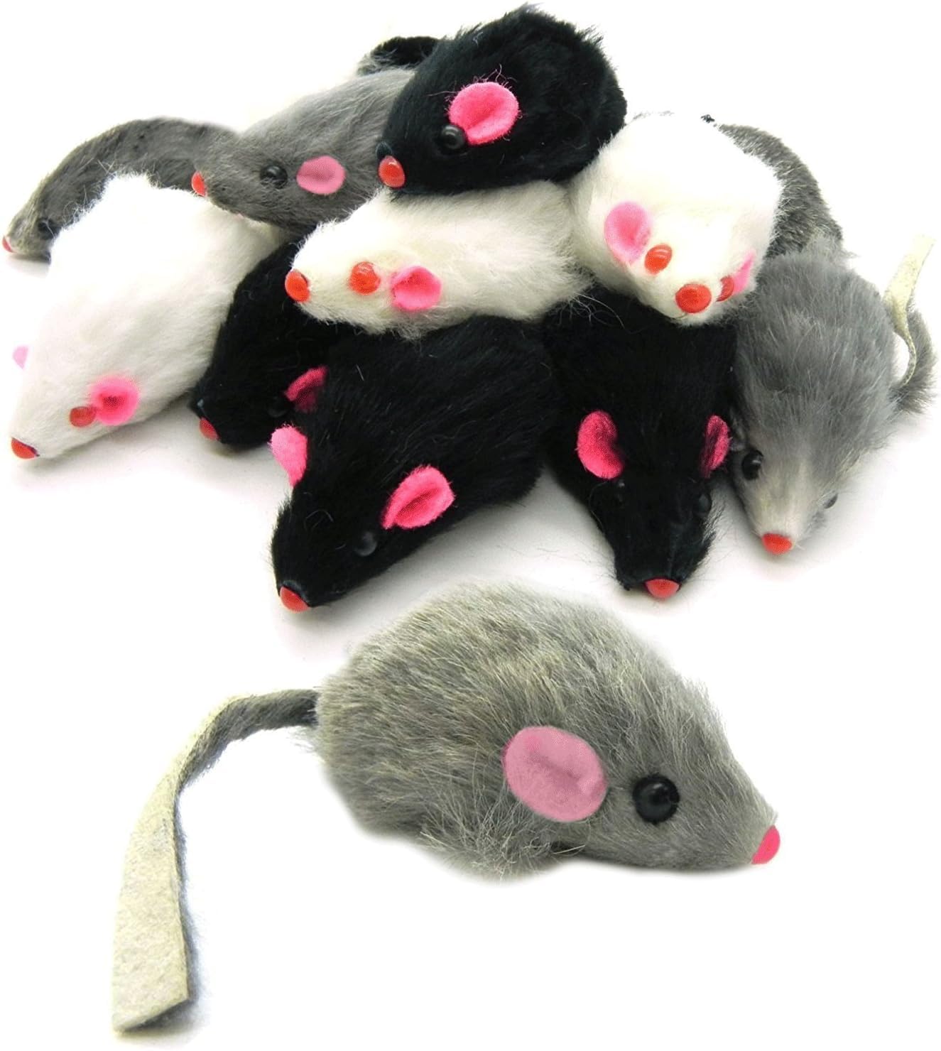 Labriciyon 5 Pcs Gray Fur Rattle Mouse Cat Toy Mice Animal Toy Pet Supplies Furry Play Combo - Cat Toy Mix