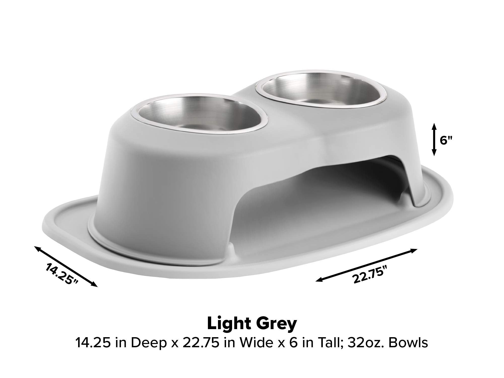 Weathertech Double High Pet Feeding System - Elevated Dog/Cat Bowls - 6 Inch High Light Grey (Dhc3206Lglg)