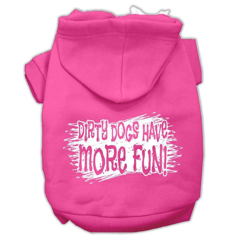 Mirage Pet Products 10&quot; Dirty Dogs Screen Print Pet Hoodie, Small, Bright Pink