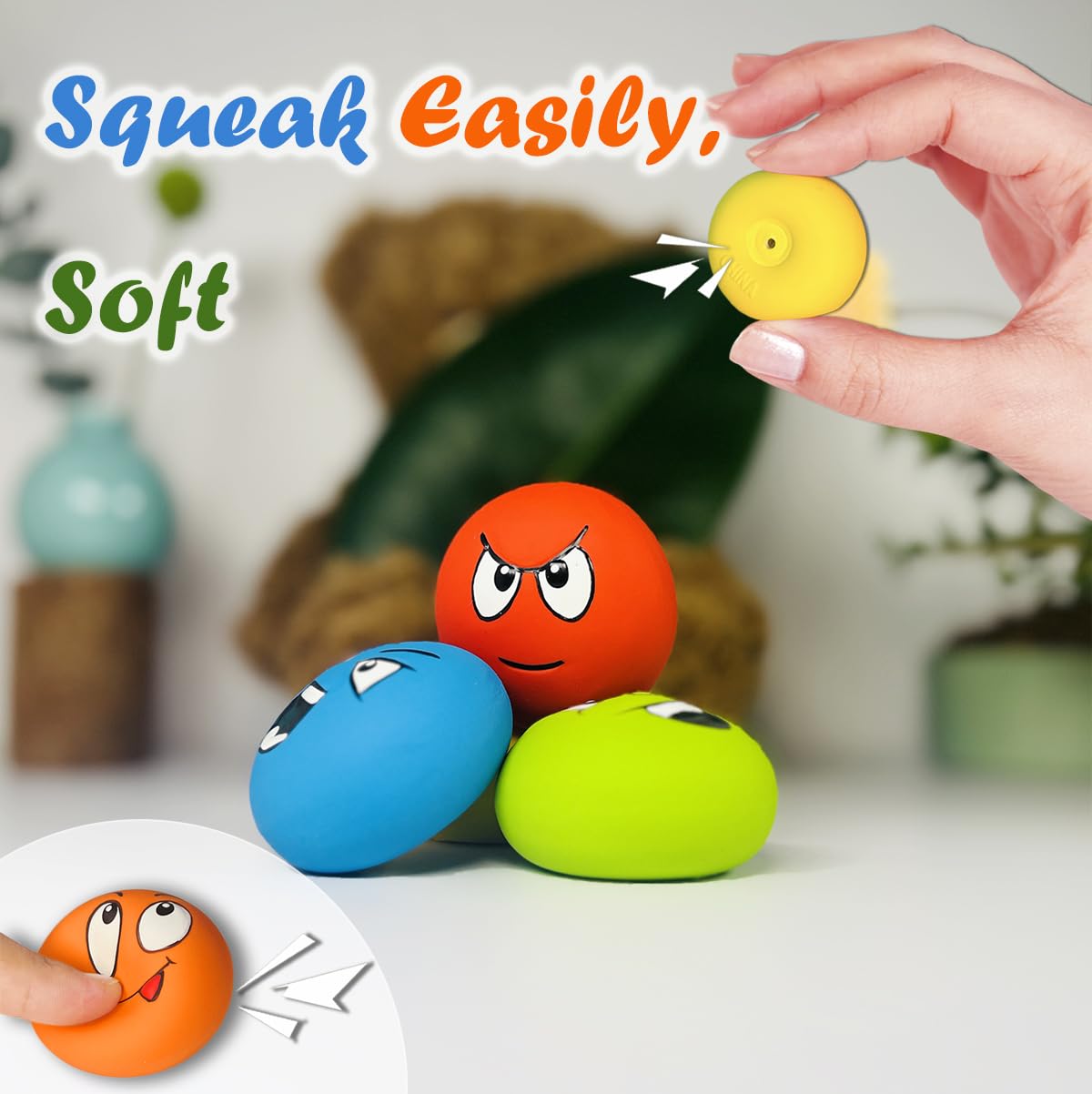 Utoming Small Squeaky Dog Toys For Small Dogs Toys, Soft Latex Small Dog Squeaky Toys, Flat Squeaky Dog Balls For Small Breeds,