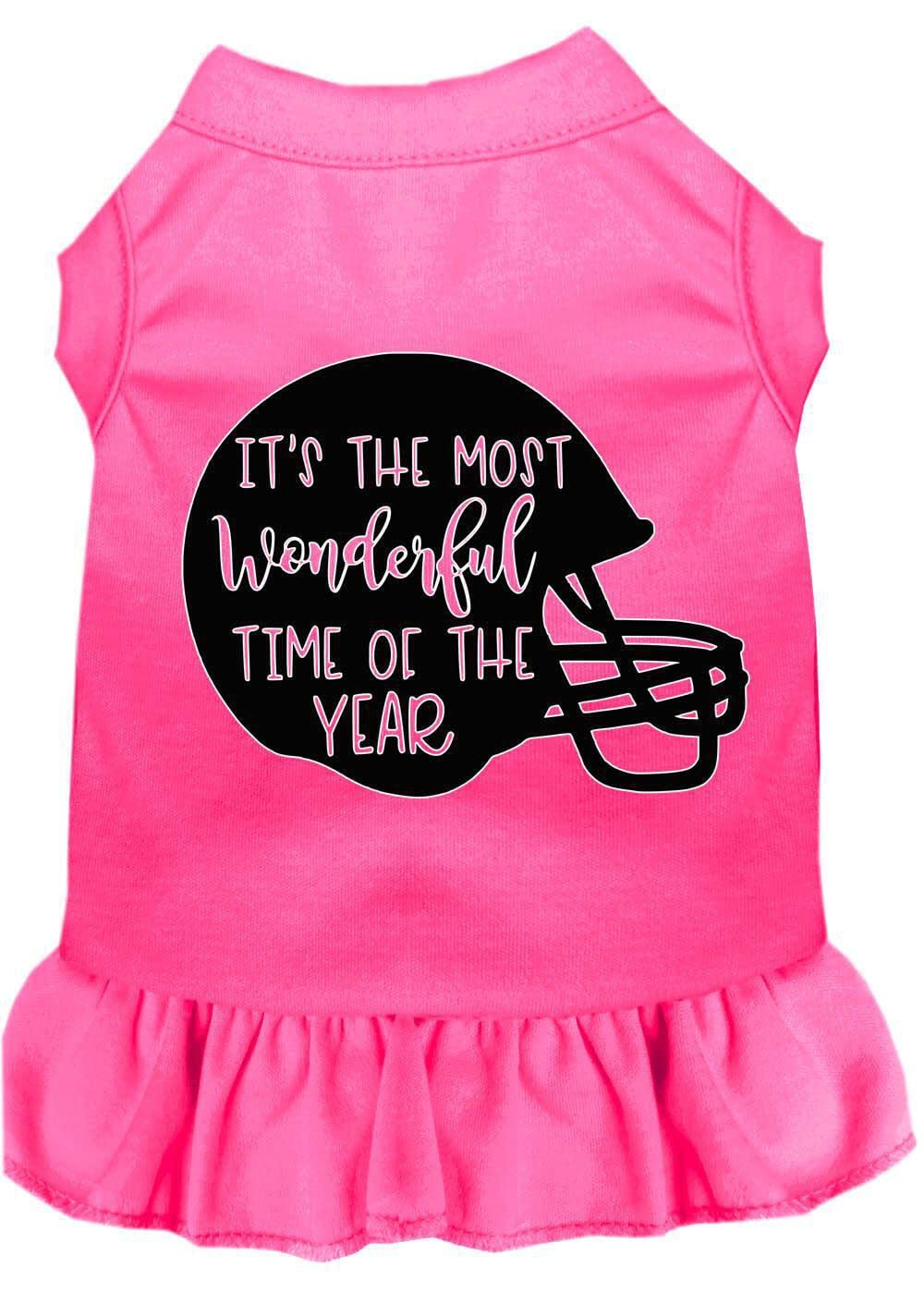 Pet Dog & Cat Dress Screen Printed, "Most Wonderful Time of the Year (Football)" Red MD (6-10 lbs.)