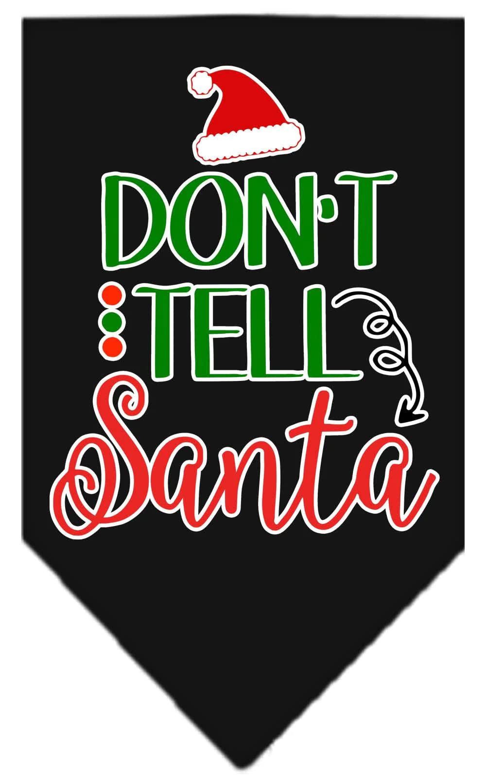 Christmas Pet and Dog Bandana Screen Printed, "Don't Tell Santa" Navy Blue Large